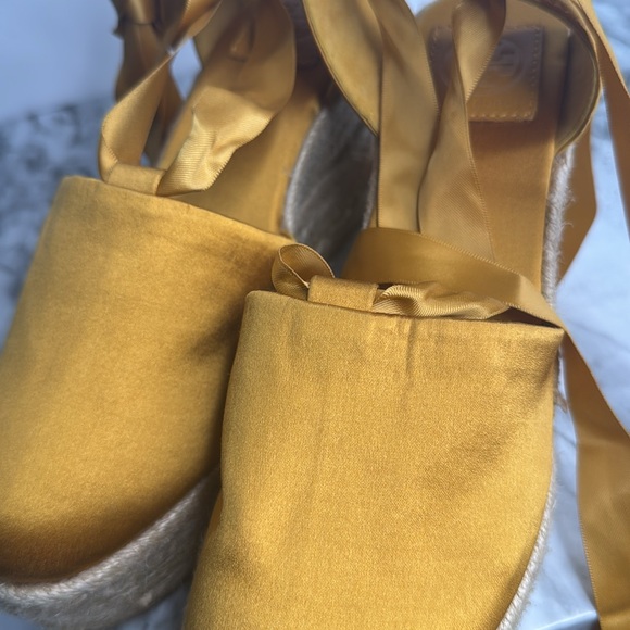 TORY BURCH Yellow Espadrille Wedges with Ankle Wrap - Picture 14 of 14